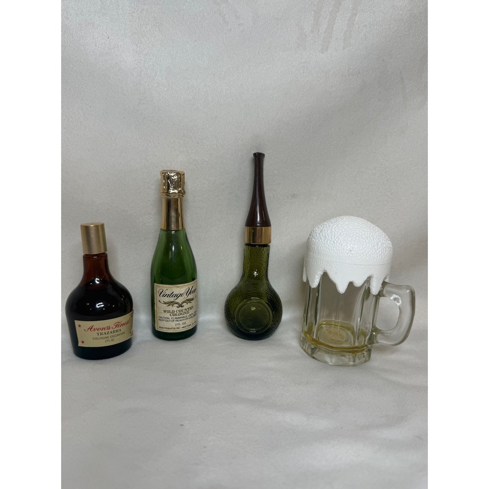 Vintage Avon Cologne Decanter Lot of 4 Wild Country Traviata Beer Mug Bottles